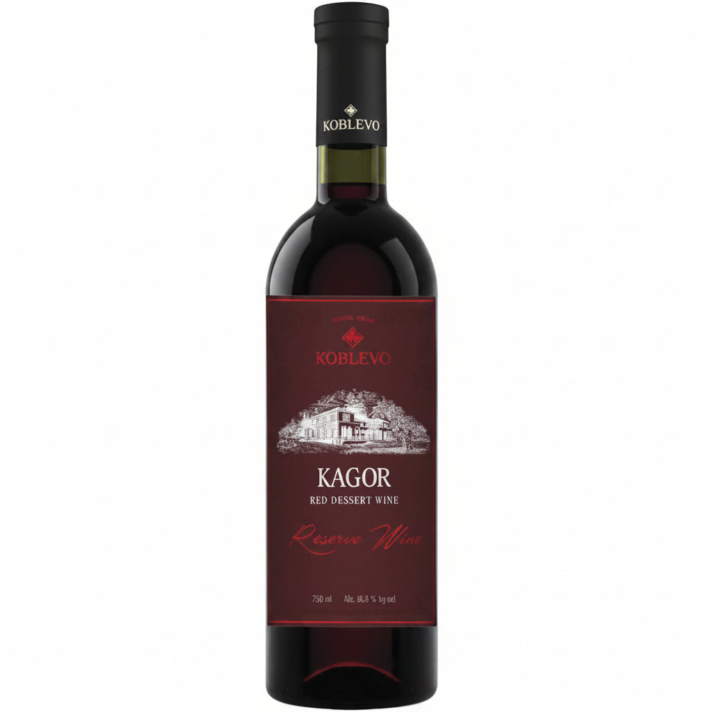 Bottle of Koblevo Kagor red wine, 750mL, with a label featuring the Koblevo brand and elegant design.