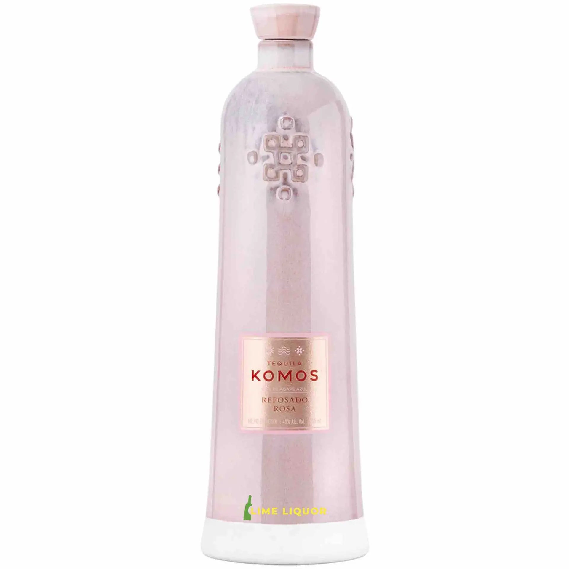 Buy Komos Reposado Rosa tequila 750mL, elegant pink ceramic bottle, premium spirits online