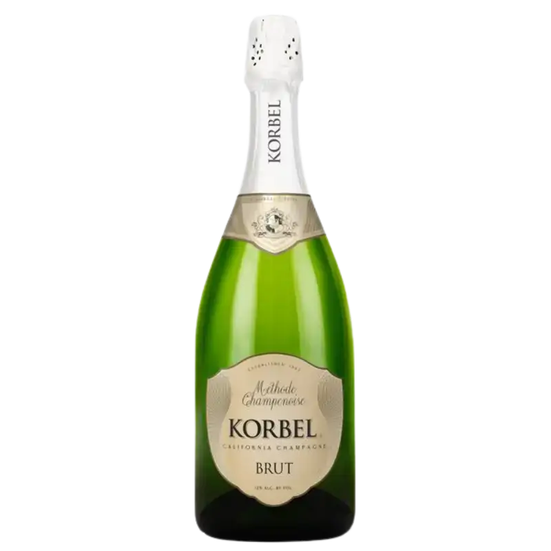 Buy Korbel Brut 750mL sparkling wine, green bottle with white and gold label