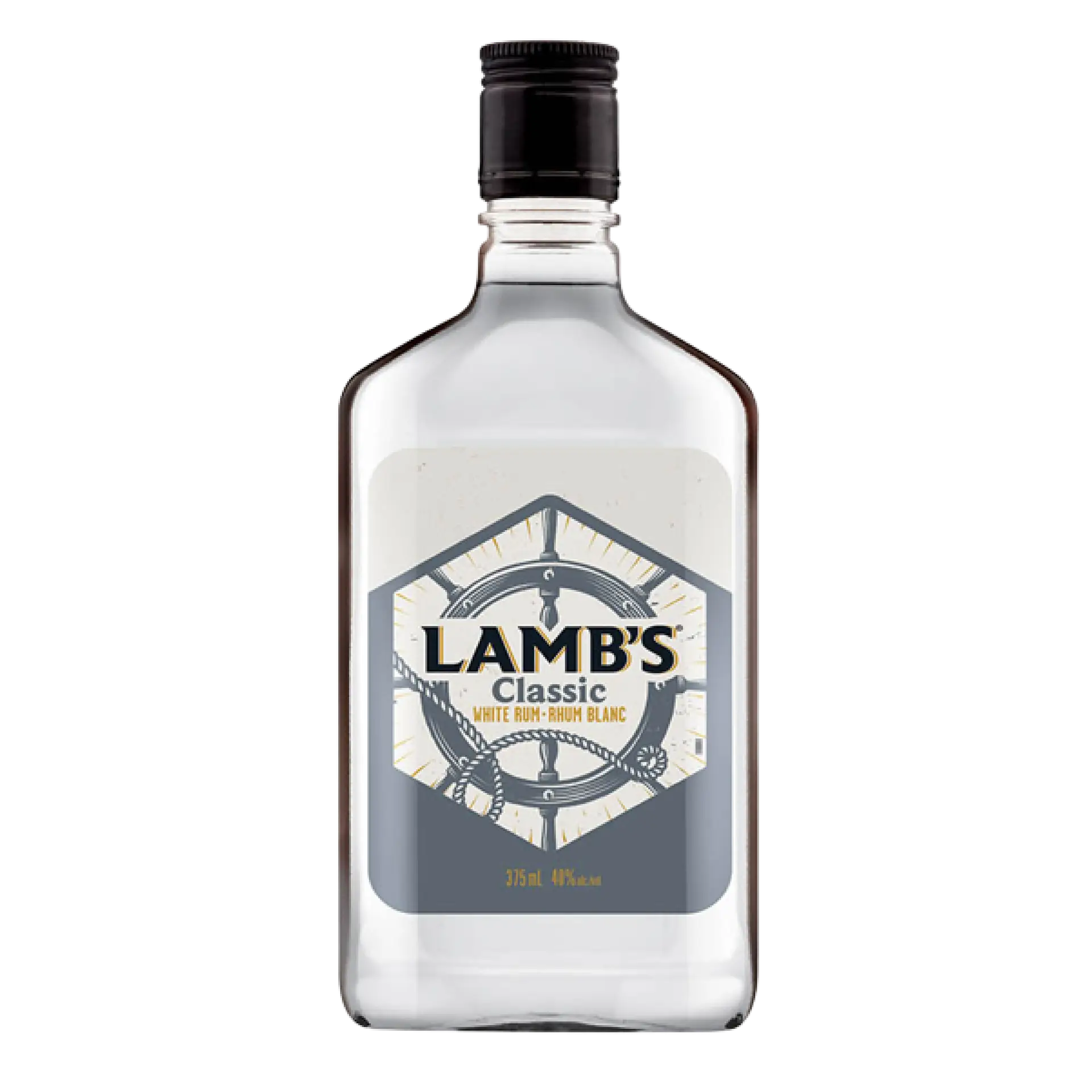 Buy Lamb's Classic White Rum 375mL clear liquor bottle with nautical label