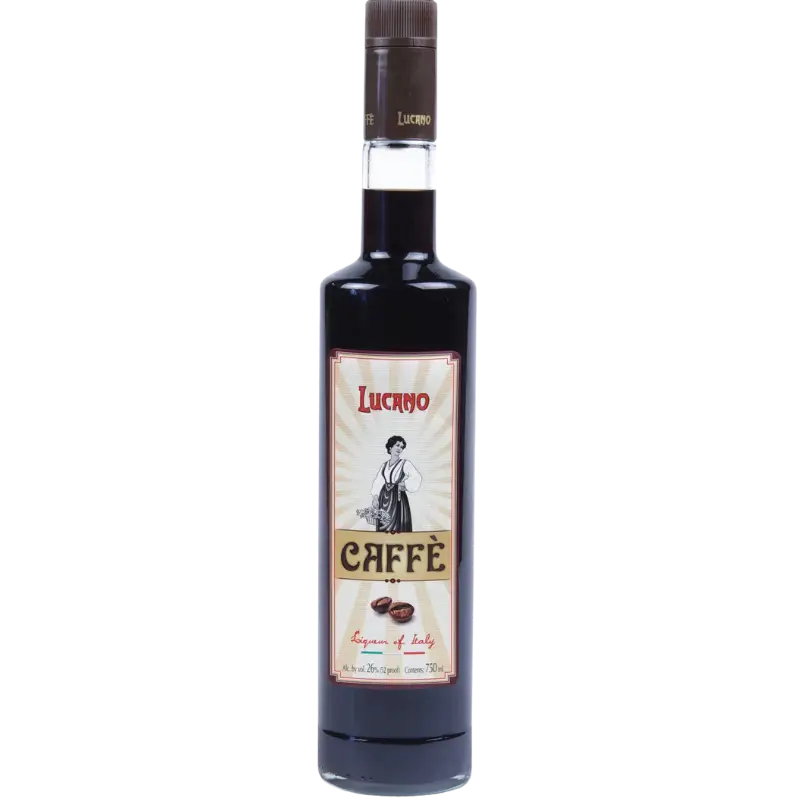 Buy Lucano Caffè Liqueur 750mL, coffee-flavored Italian liqueur in a dark glass bottle