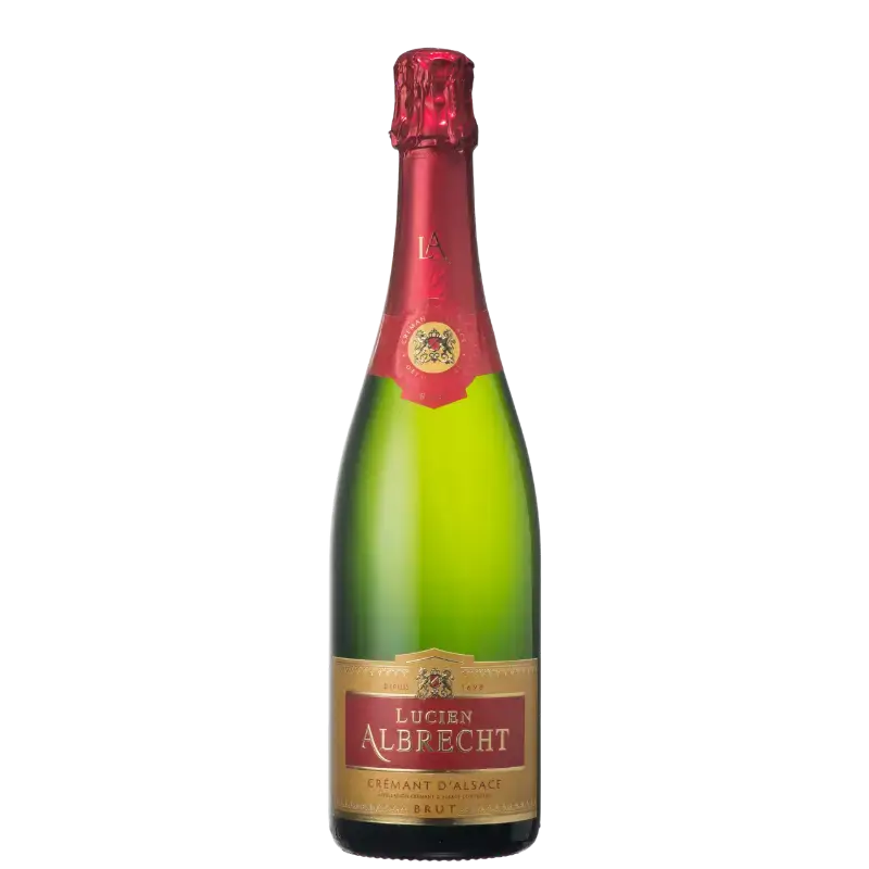 Buy Lucien Albrecht Cremant Brut 750mL sparkling wine with gold and red label