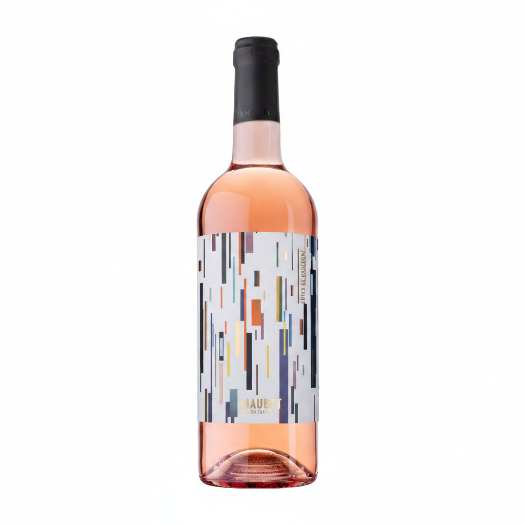 Maison Fontan Maubet Rose perfume bottle with elegant glass design and pink floral accents.