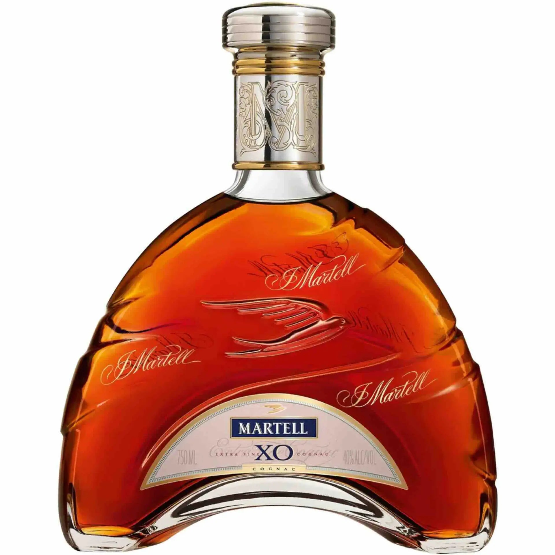 buy Martell XO, elegant cognac bottle with gold cap and amber liquor