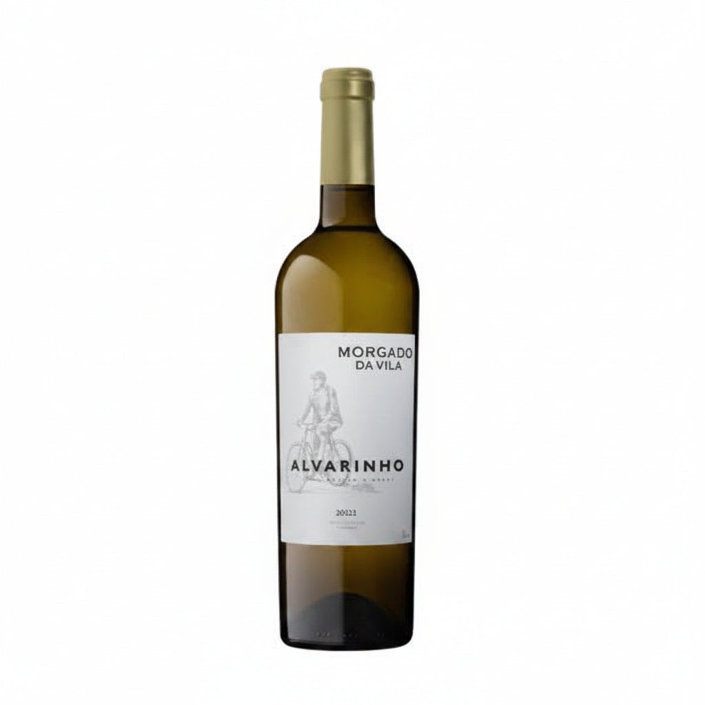 Bottle of Morgado Da Vila White wine in 750mL bottle with a white label and cork closure.