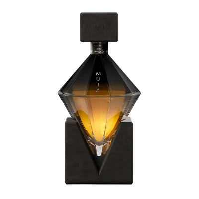 Bottle of Muja Irish Whiskey Rosapetra 500mL with distinctive label and clear glass showcasing the amber-colored whisky inside.