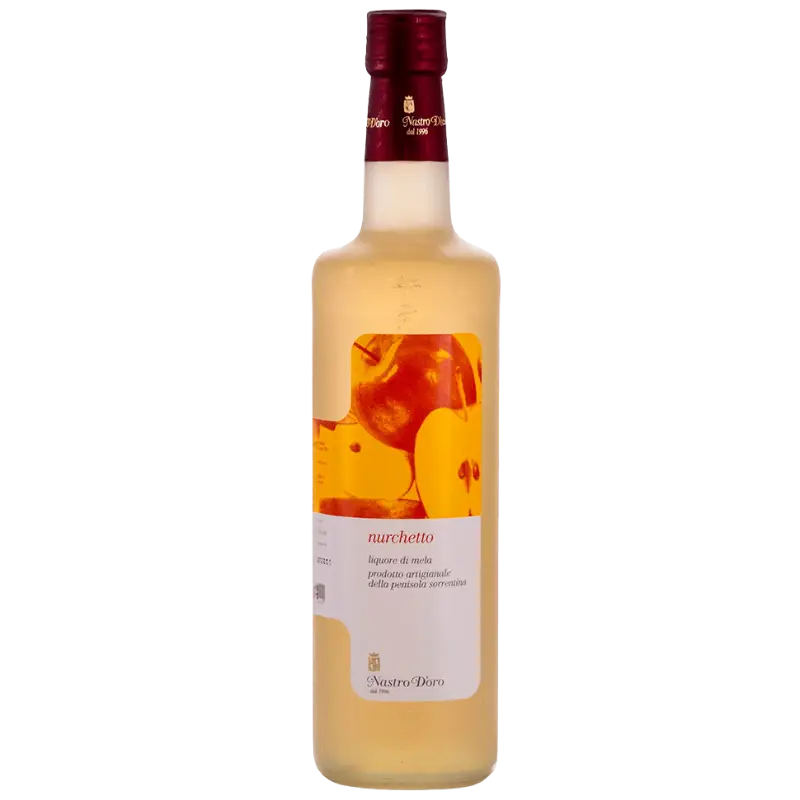 Buy Nurchetto apple liqueur 700mL with gold label and red cap, product photo
