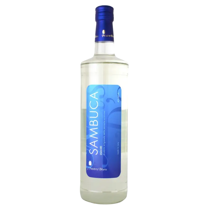 buy Nastro D'Oro Sambuca 700mL bottle, clear liquor with blue label