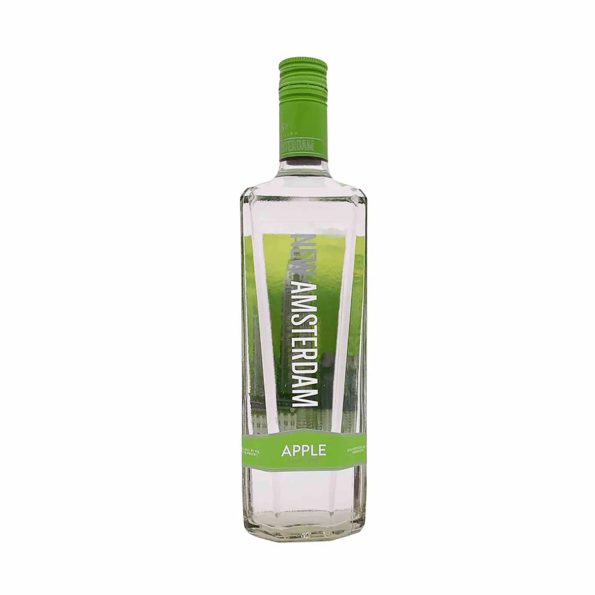 Buy New Amsterdam Apple 750mL, clear vodka bottle with green label and cap