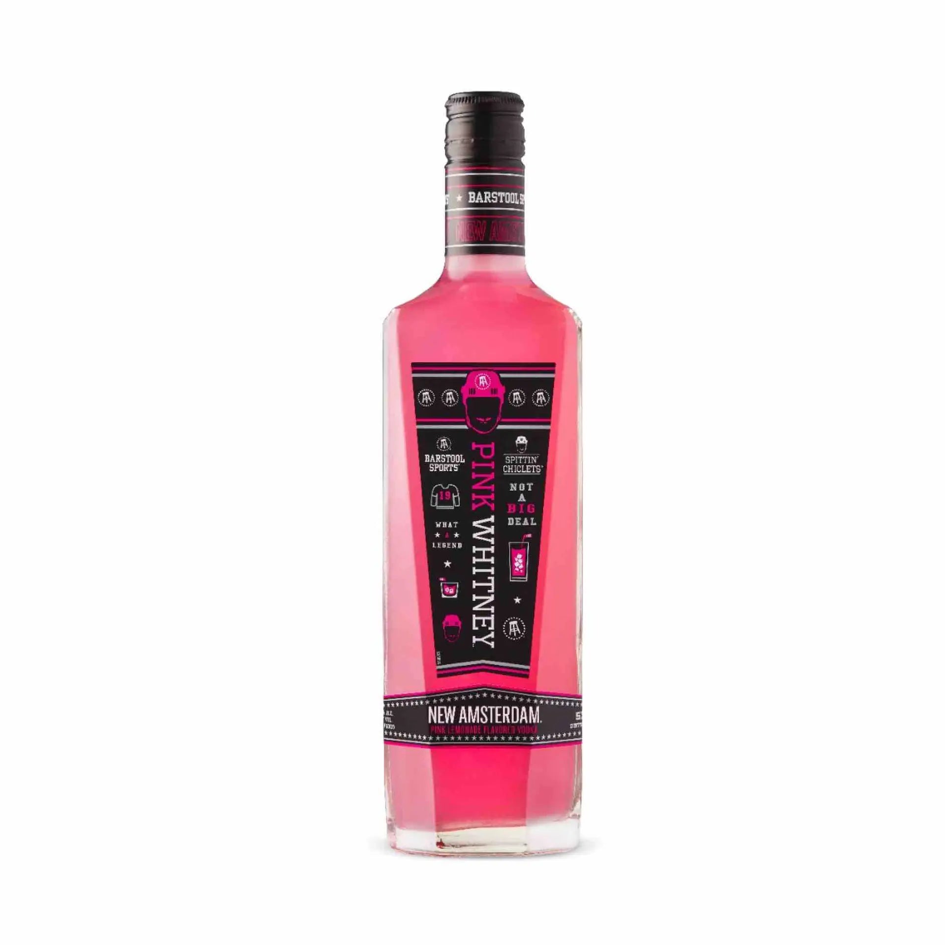 buy Pink Whitney 750ml pink vodka bottle with black and pink label on white background