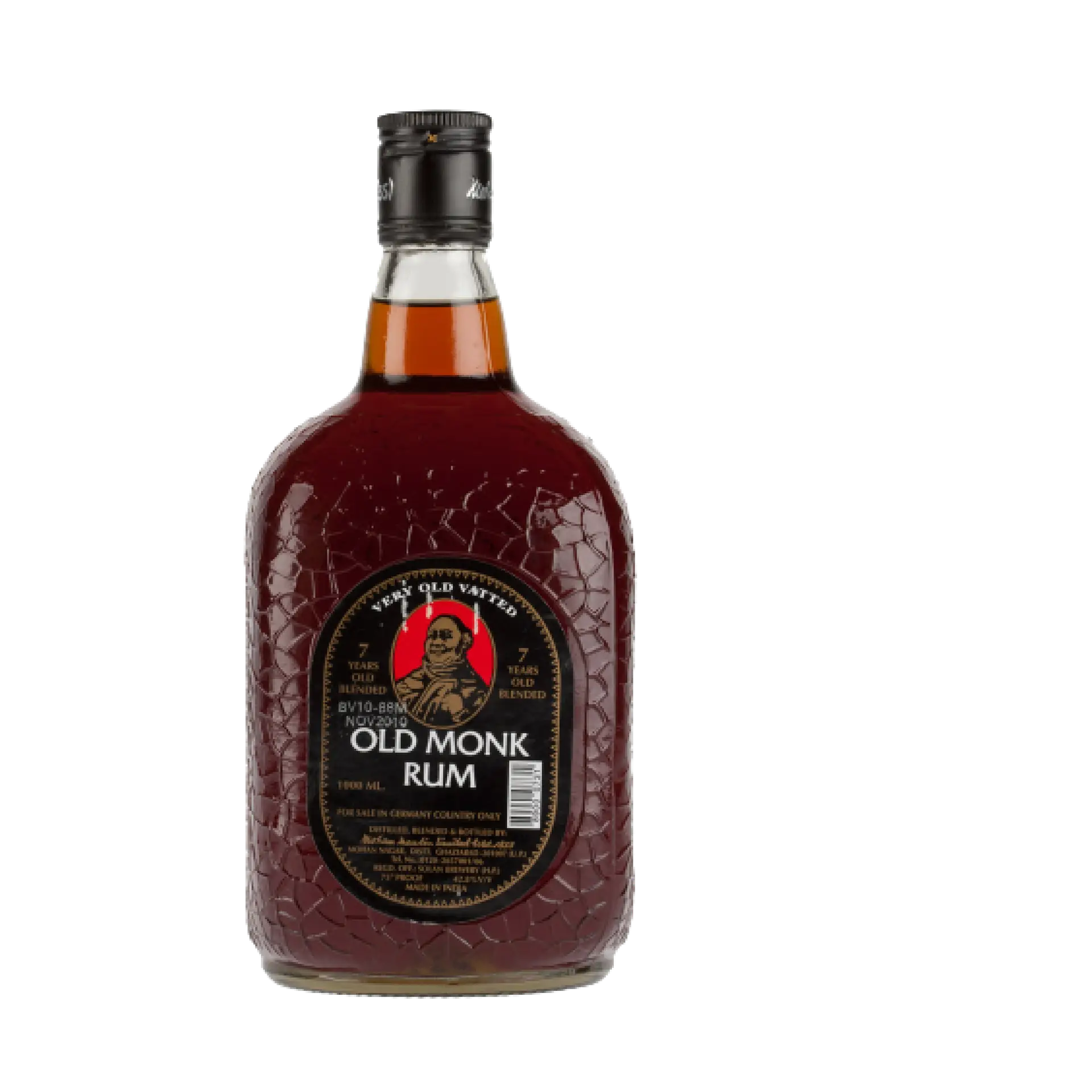 buy Old Monk Rum 7 Year Old Blended 750mL bottle with black and red label