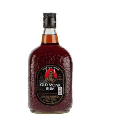 buy Old Monk Rum 7 Year Old Blended 750mL bottle with black and red label