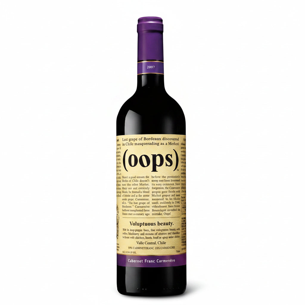 Bottle of Oops Cabernet Sauvignon 750mL wine with dark glass and label, displayed upright on a neutral background.