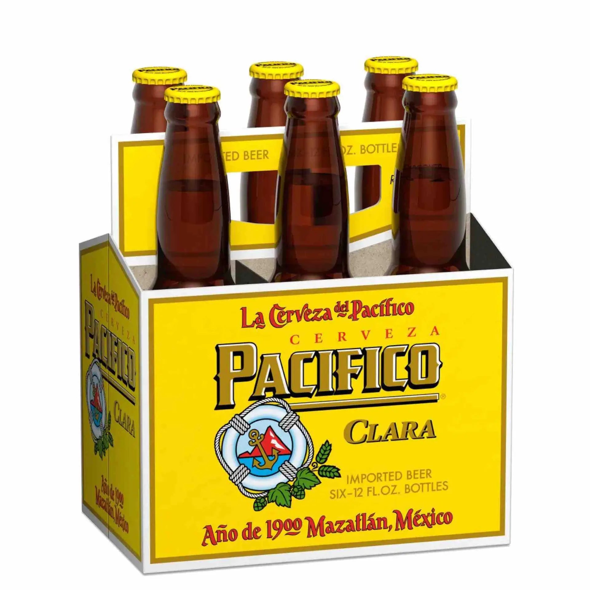 buy Pacifico Clara 6 pack beer bottles in yellow carton