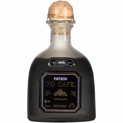 buy Patrón XO Cafe coffee liqueur bottle, 750ml, dark glass, agave tequila liqueur