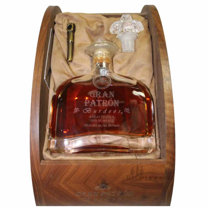 Buy Gran Patron Burdeos Añejo Tequila 750ml in luxury wooden box with stopper and key
