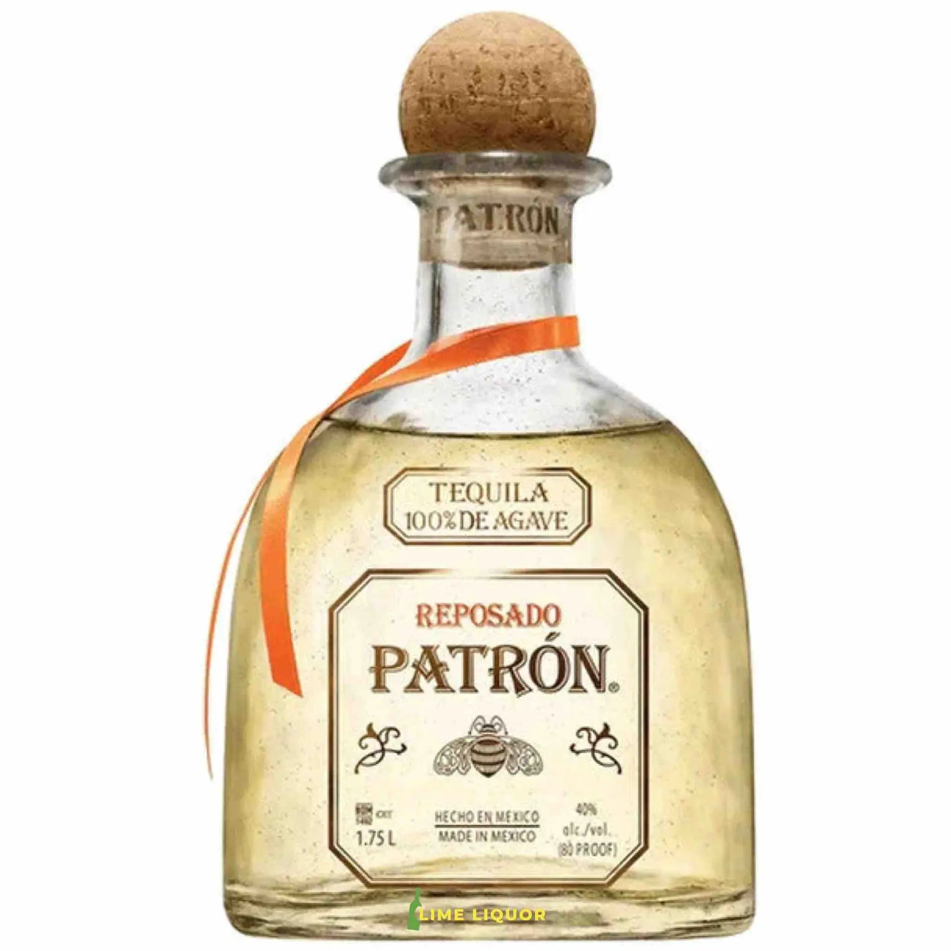 Buy Patron Reposado 1.75L tequila bottle with cork and orange ribbon