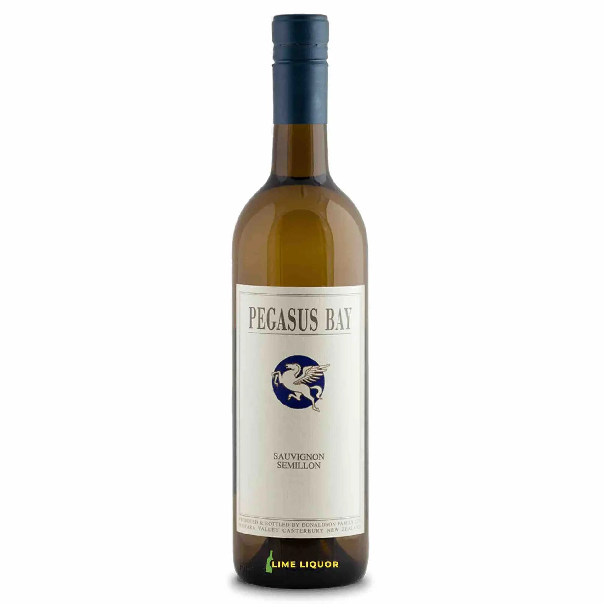 Buy Pegasus Bay Sauvignon Blanc white wine bottle with label on white background