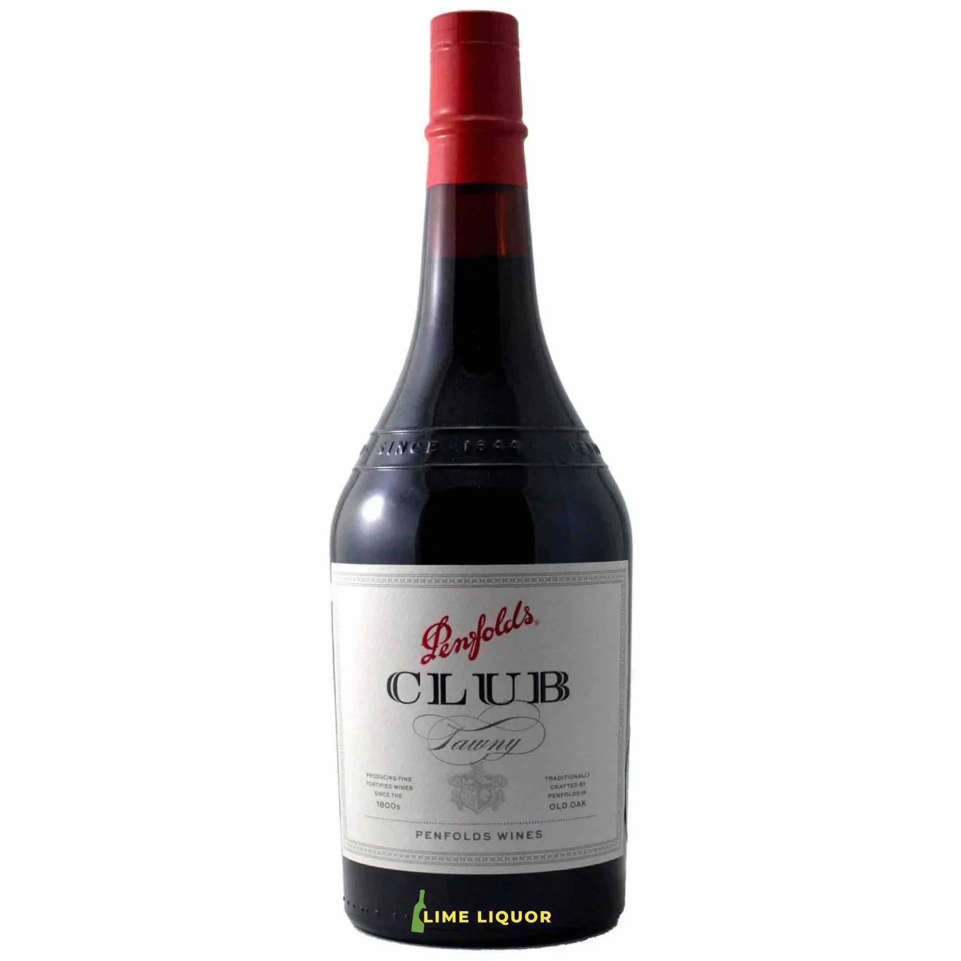 Buy Penfolds Club Tawny 750mL port wine bottle with red seal and white label