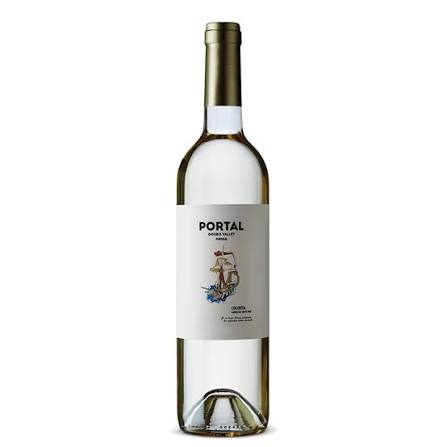 Bottle of Quinta Do Portal Colheita Branco white wine in a 750mL bottle, featuring a clear glass and elegant label design.