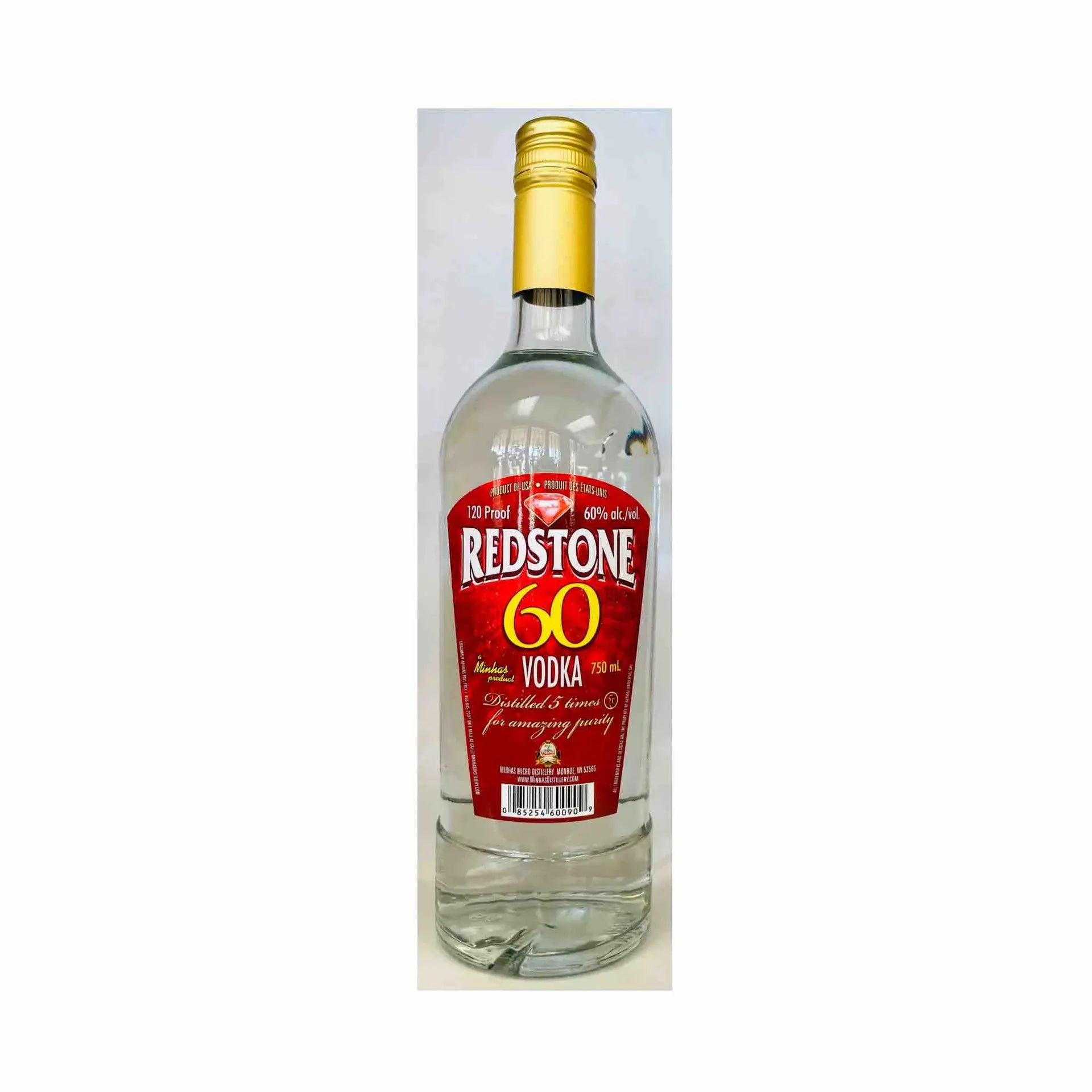 buy Redstone 60 vodka 750mL bottle with gold cap and red label