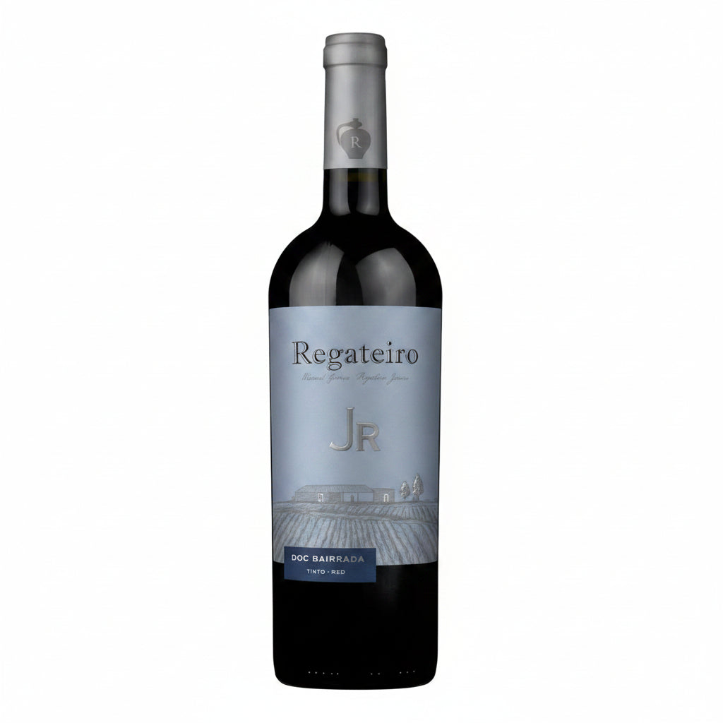 Regateiro Jr Red 750mL bottle of red wine from Regateiro, showing the label and deep red color of the beverage.