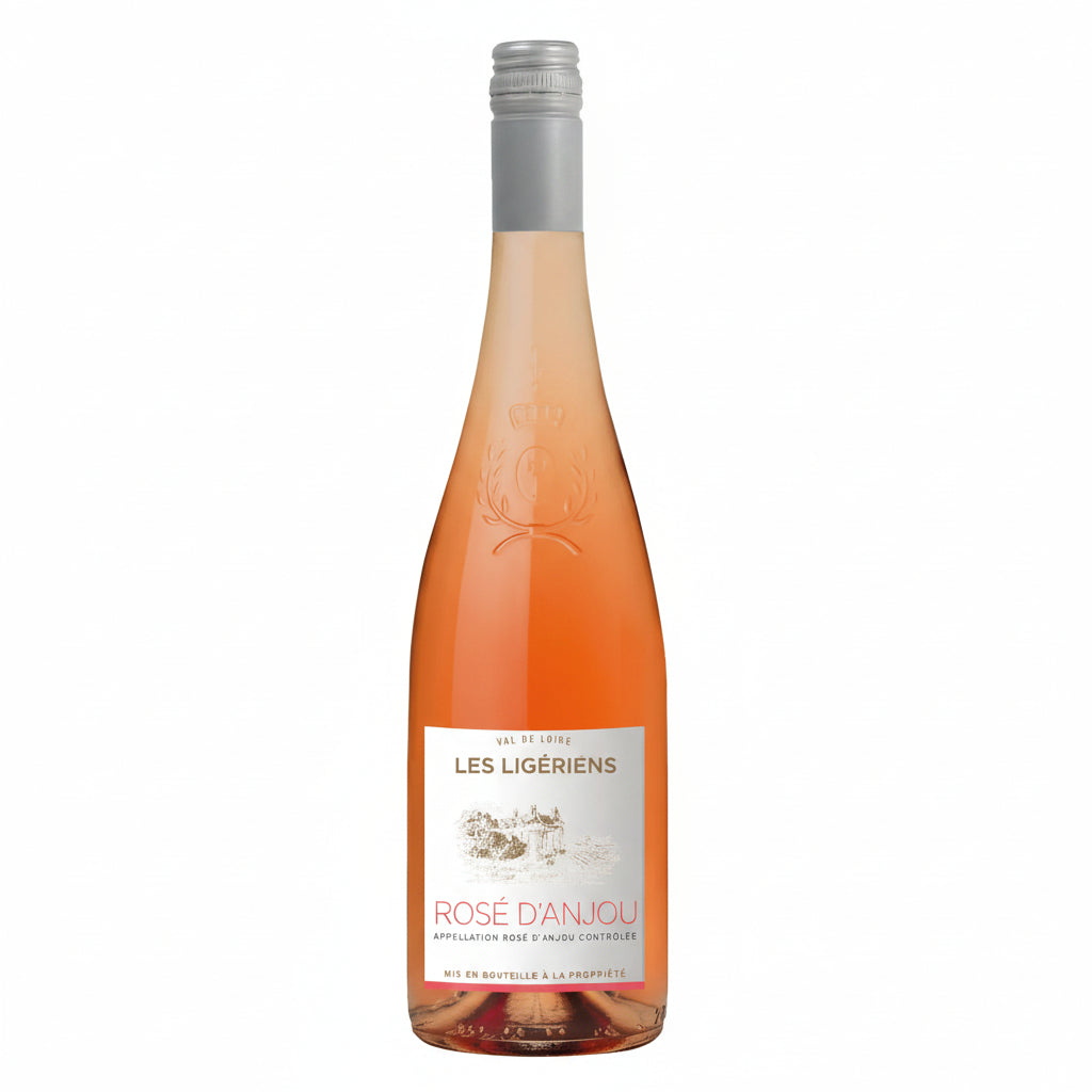 Bottle of Clos Philippe Le Hardi Bourgogne Rouge wine with a pink and red label, set against a blurred background.