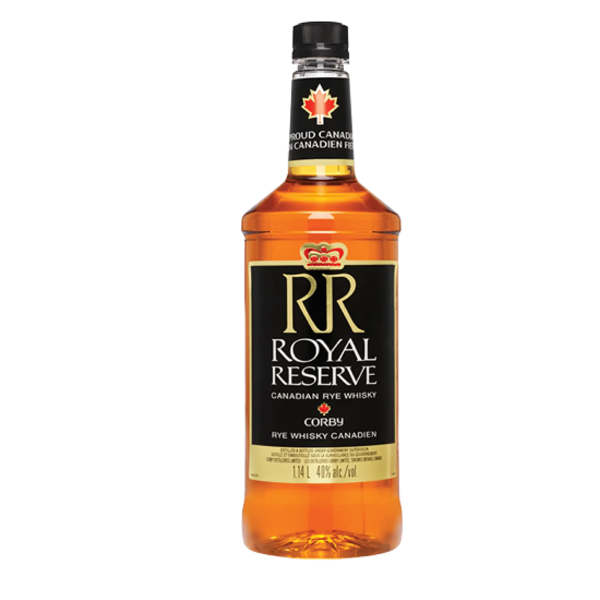 buy Royal Reserve Canadian Rye Whisky 1.14L, rye whisky bottle with black label