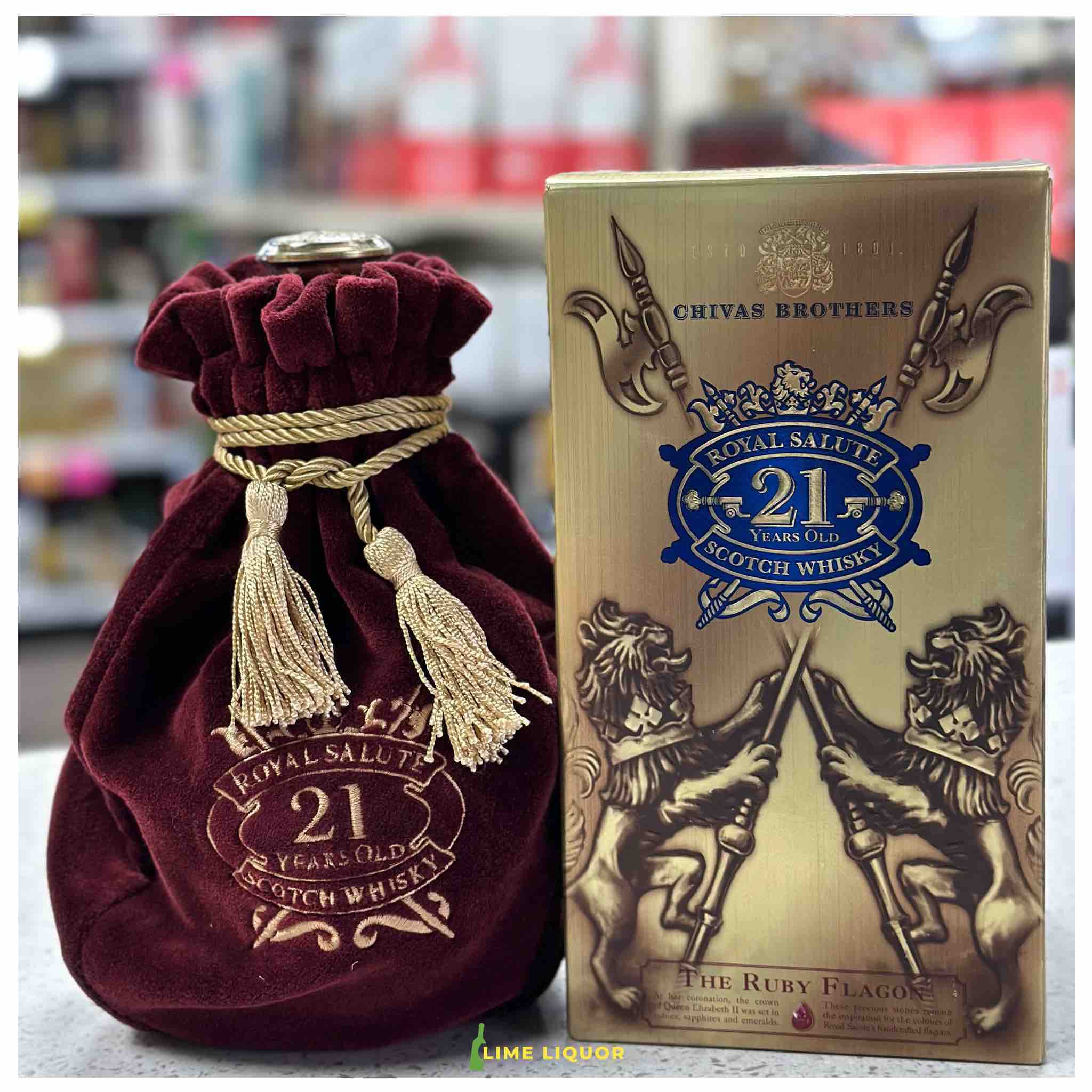 Buy Royal Salute 21 Year Old The Ruby Flagon Scotch Whisky with velvet bag and gold box