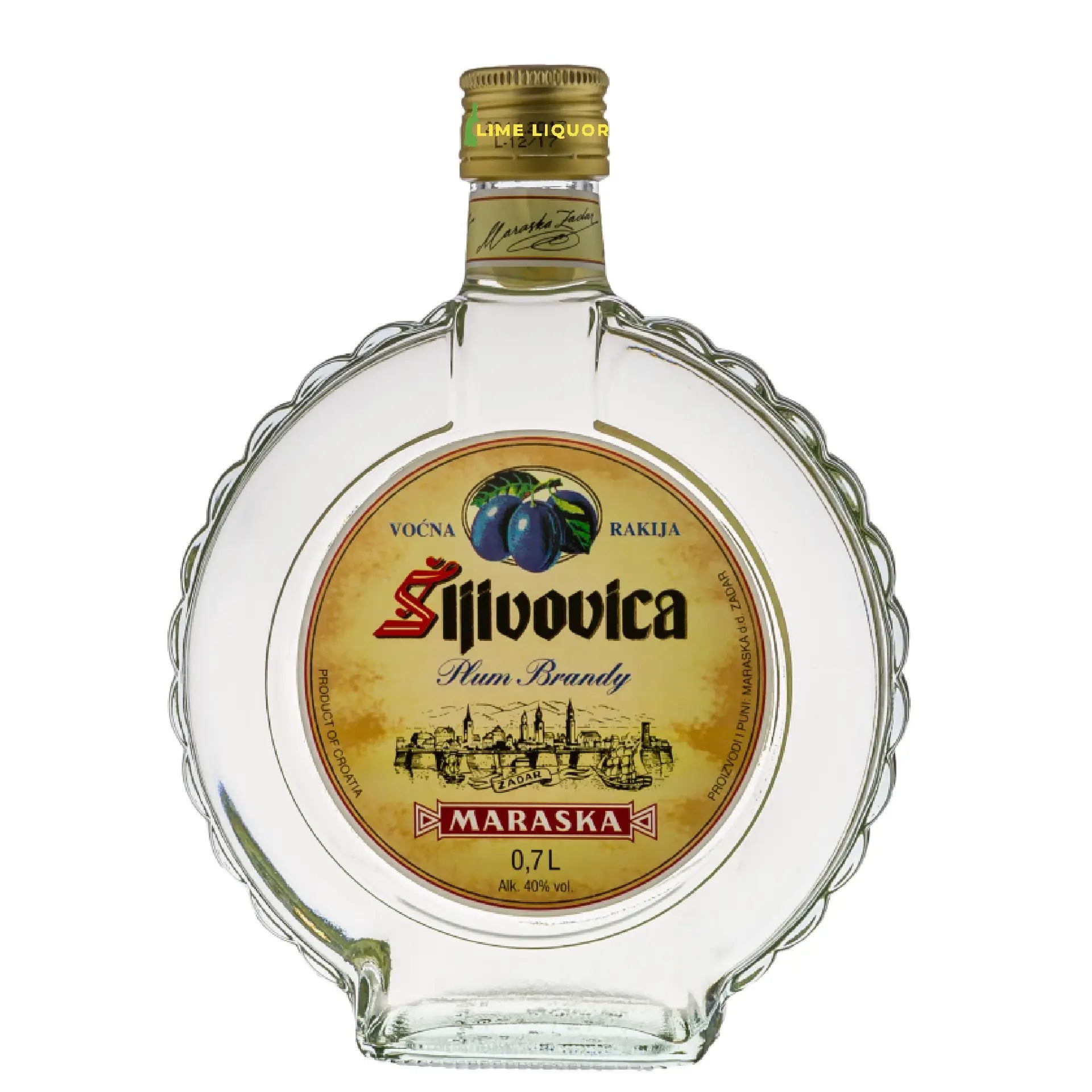 Buy SLJIVOVICA Old Plum Brandy, round glass bottle, 0.7L, for delivery in Canada