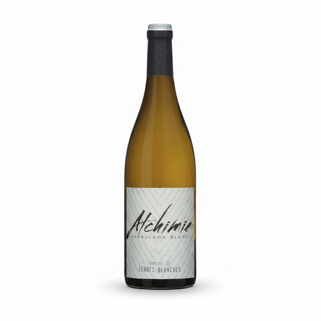 Saget La Perriere Terre Blanche Alchimie white wine bottle with label and cork, showcasing the Saget brand and elegant design.