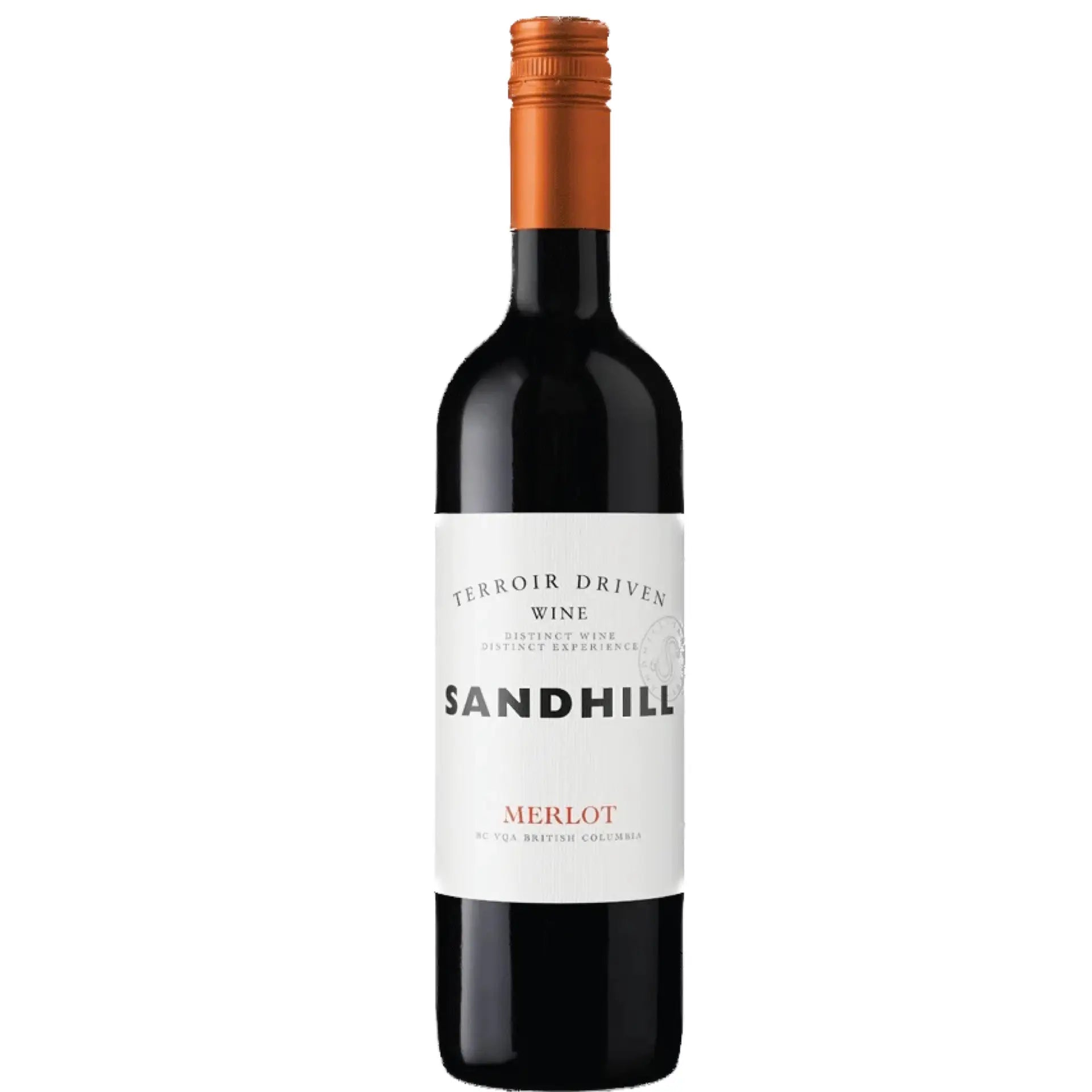 Buy Sandhill Merlot red wine bottle with copper cap on white background