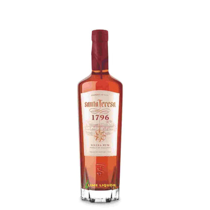 Buy Santa Teresa 1796 Ron Antiguo de Solera 750mL rum, clear bottle on white background
