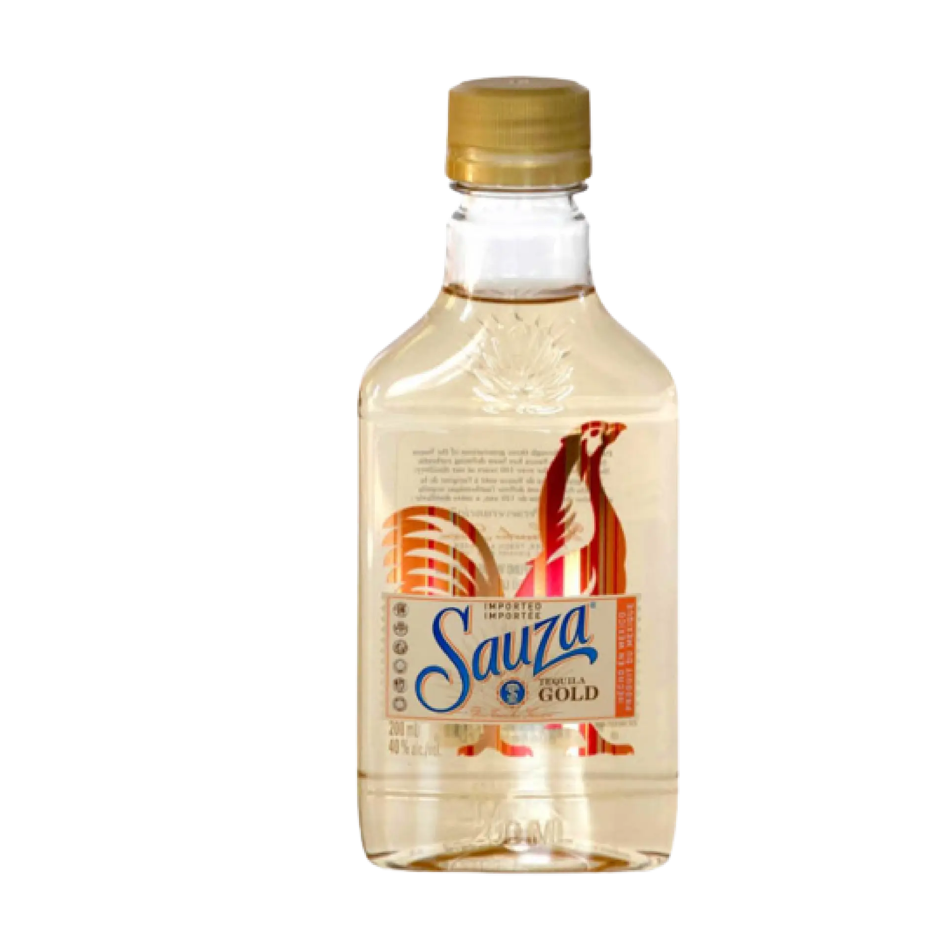 Buy Sauza Gold 200mL tequila bottle with gold cap and clear label