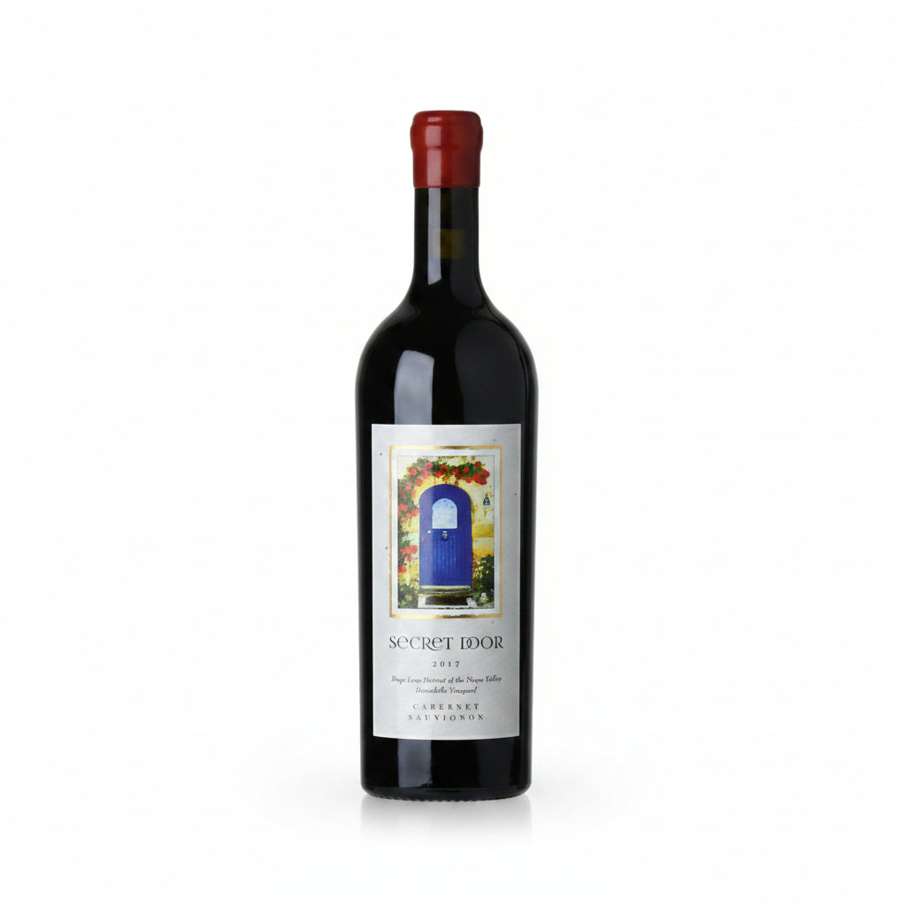 Bottle of Secret Door Hirondelle Vineyard Stags Leap District Cabernet Sauvignon 750mL, showcasing the wine label and dark glass bottle.