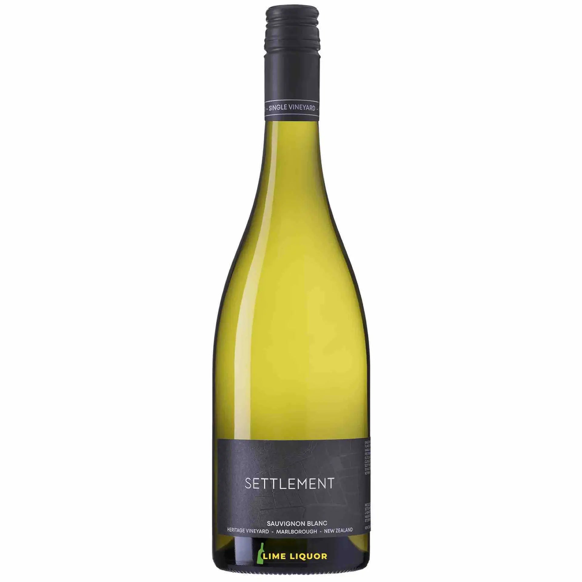 Buy Settlement Heritage Sauvignon Blanc 750mL, white wine bottle with black label