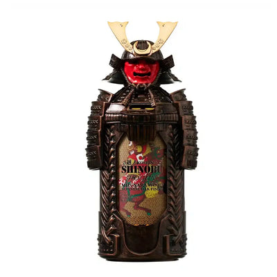 Shinobu Blended Shogun Edition whiskey bottle, 700mL, featuring intricate label design and dark glass bottle.