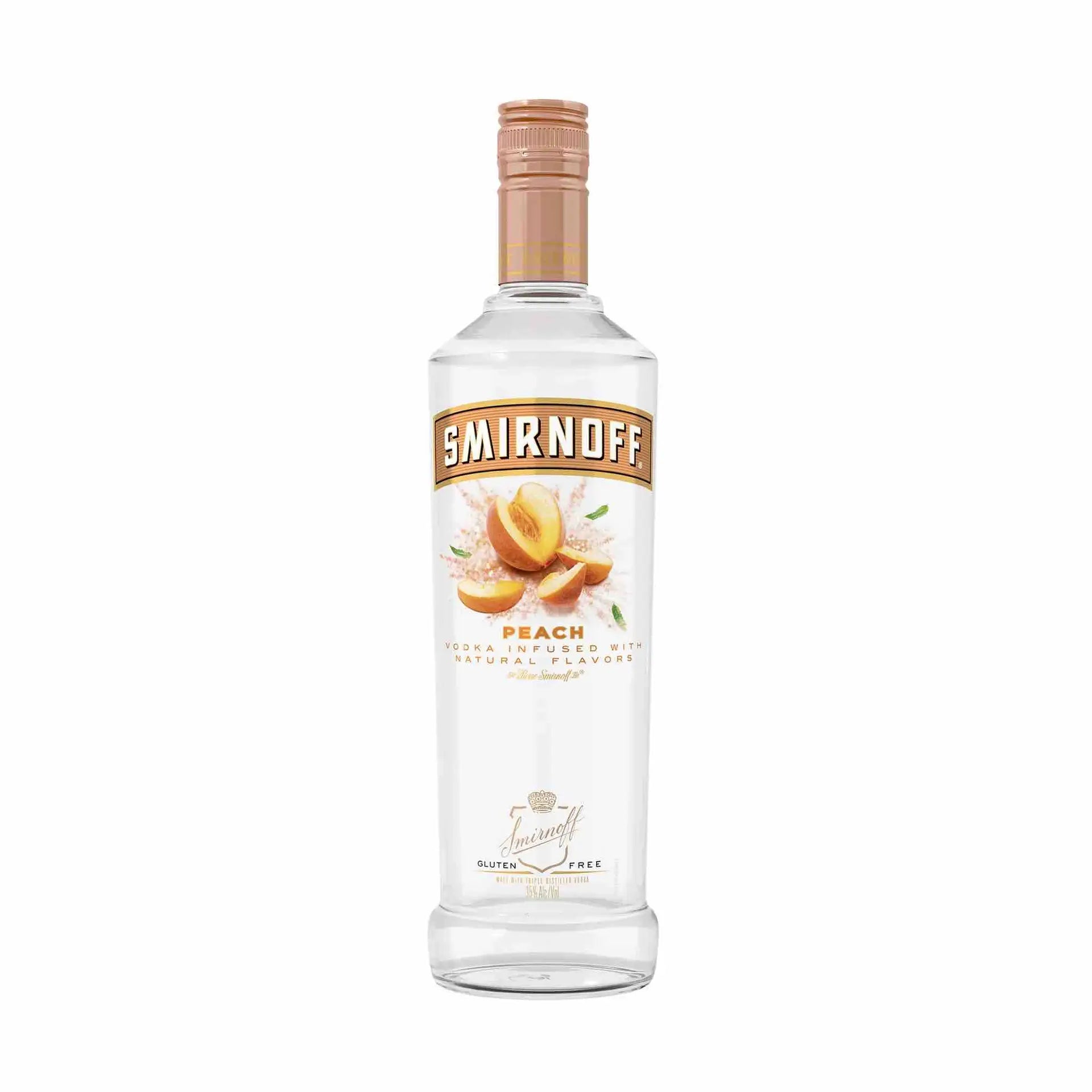 Buy Smirnoff Peach 750mL vodka bottle, clear bottle with peach fruit label