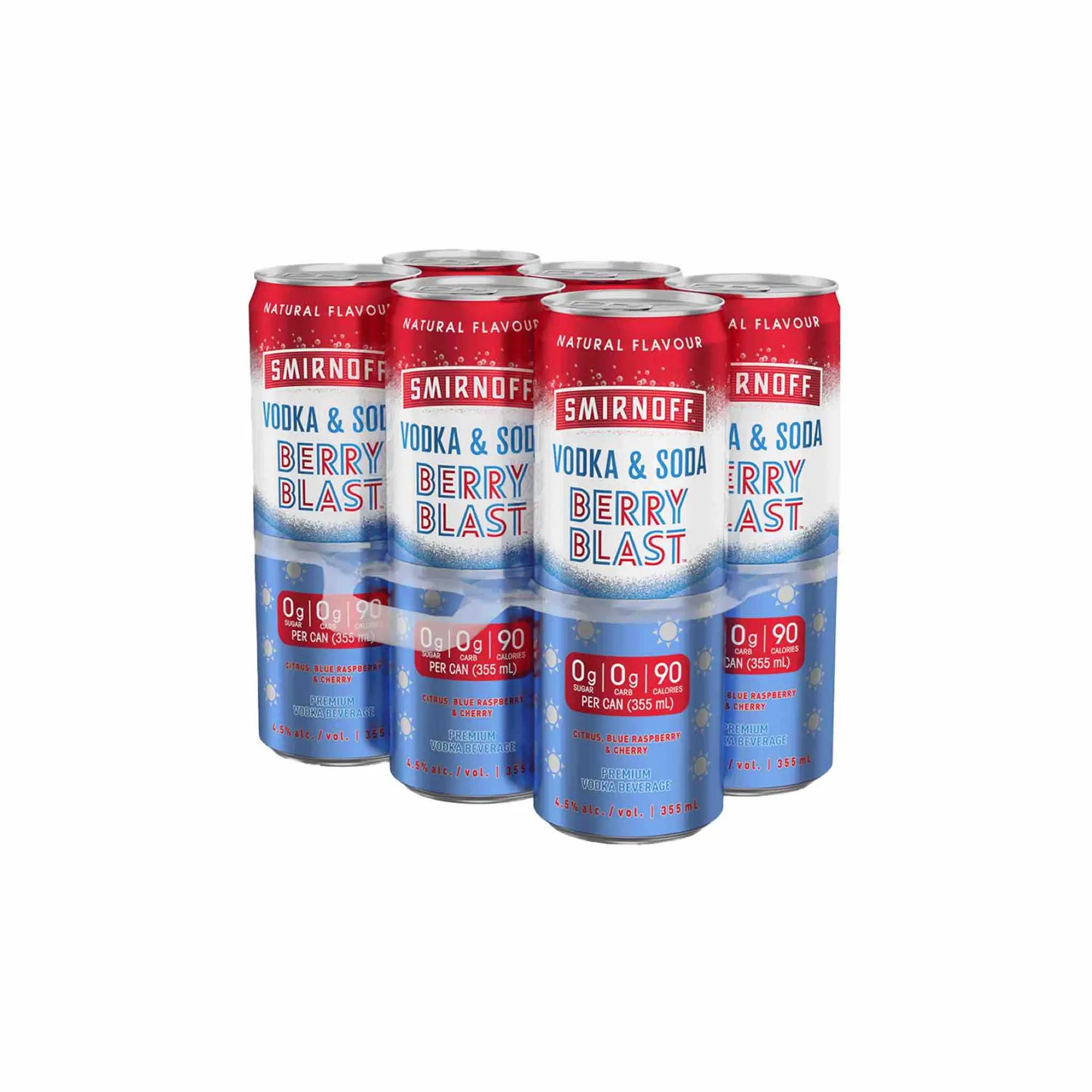 Buy Smirnoff Vodka & Soda Berry Blast 6x355mL cans, citrus blue raspberry cherry flavored drink