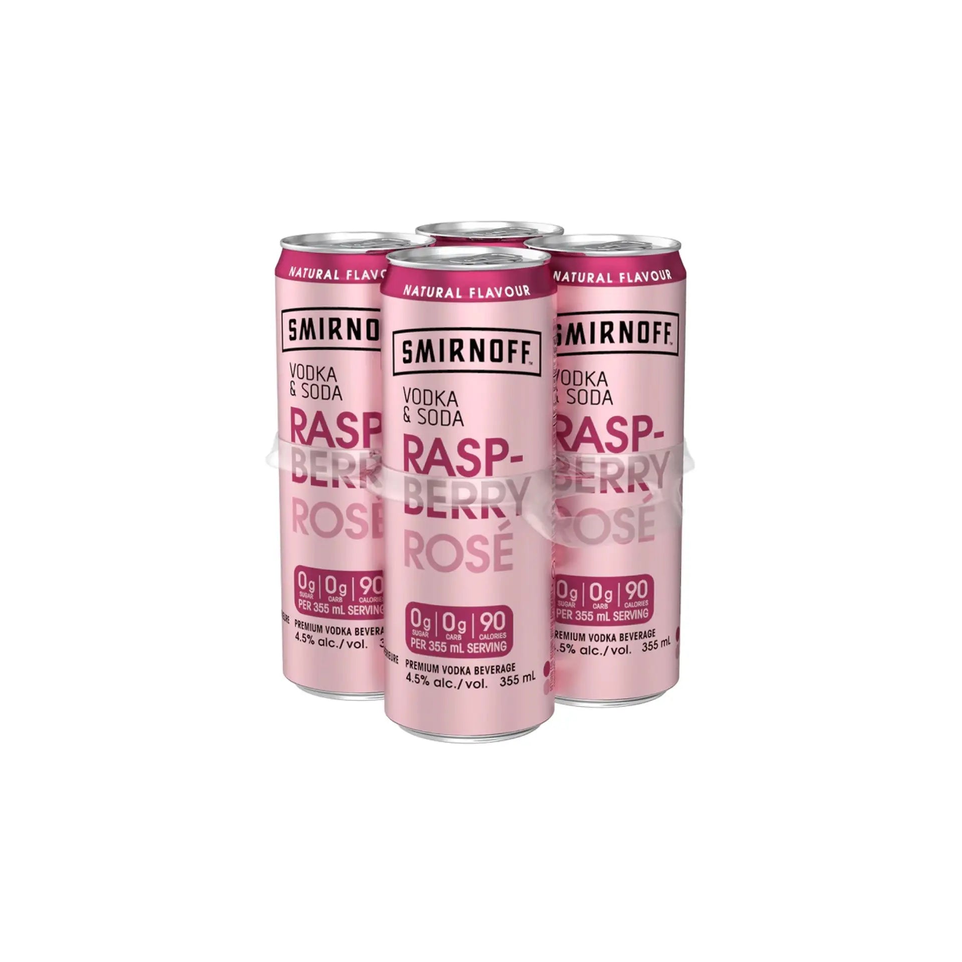 Buy Smirnoff Vodka Soda Raspberry Rose 4x355mL Cans, pink ready-to-drink cocktail
