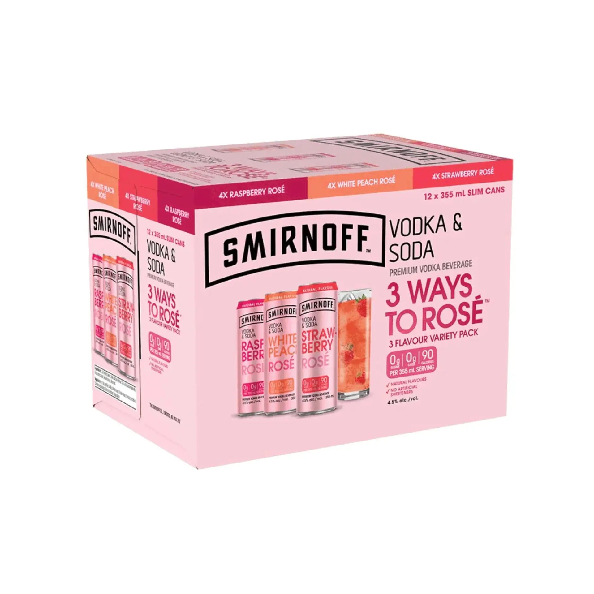 buy Smirnoff Vodka Soda Rose Variety Pack 12x355mL cans