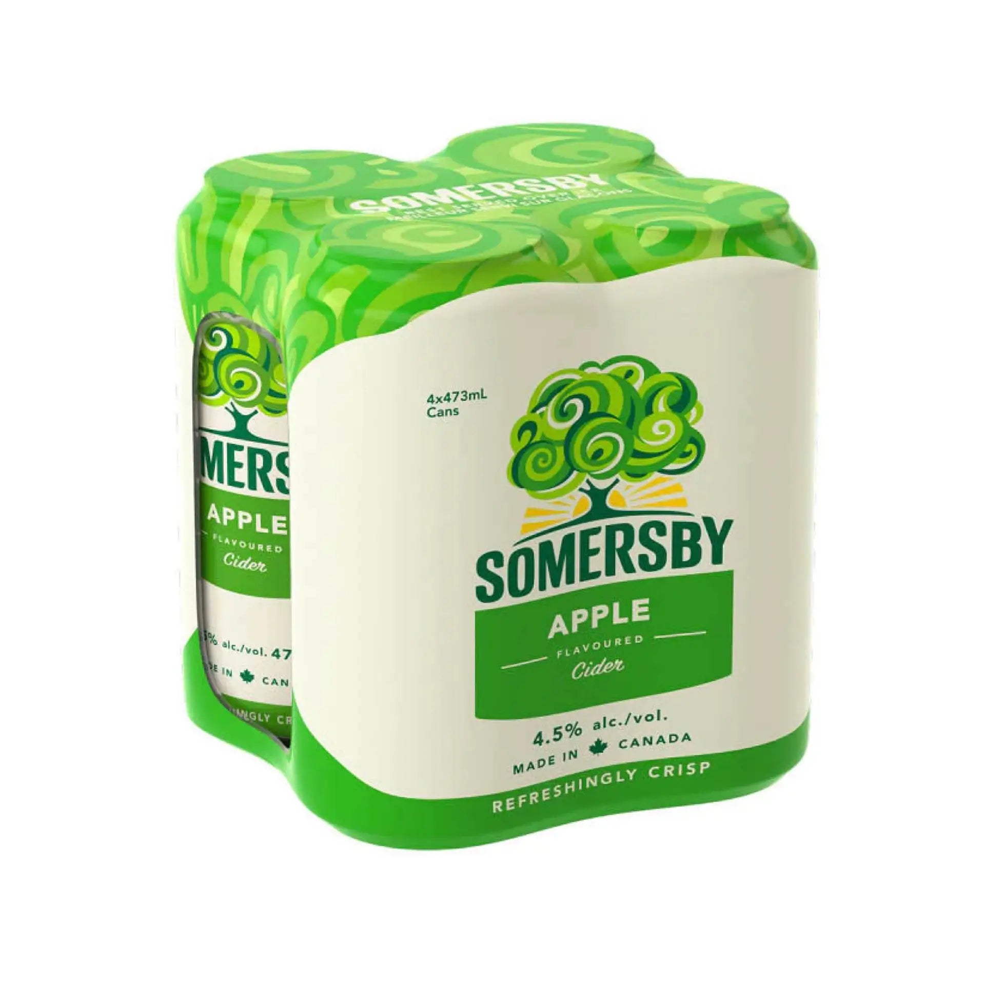 buy Somersby Apple 4 pack apple cider, 473ml cans, Canada, green packaging