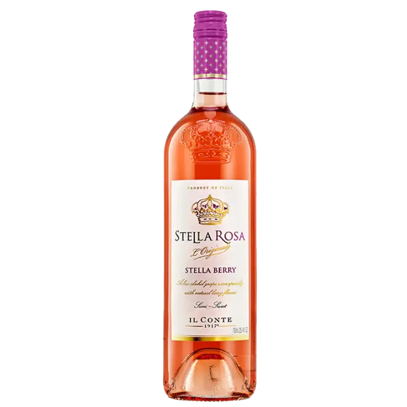 Buy Stella Rosa Berry 750mL, a berry-flavored pink wine bottle with a purple cap.