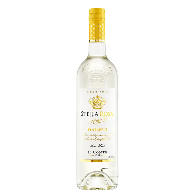 Buy Stella Rosa Pineapple 750mL wine, clear glass bottle with yellow cap and label.