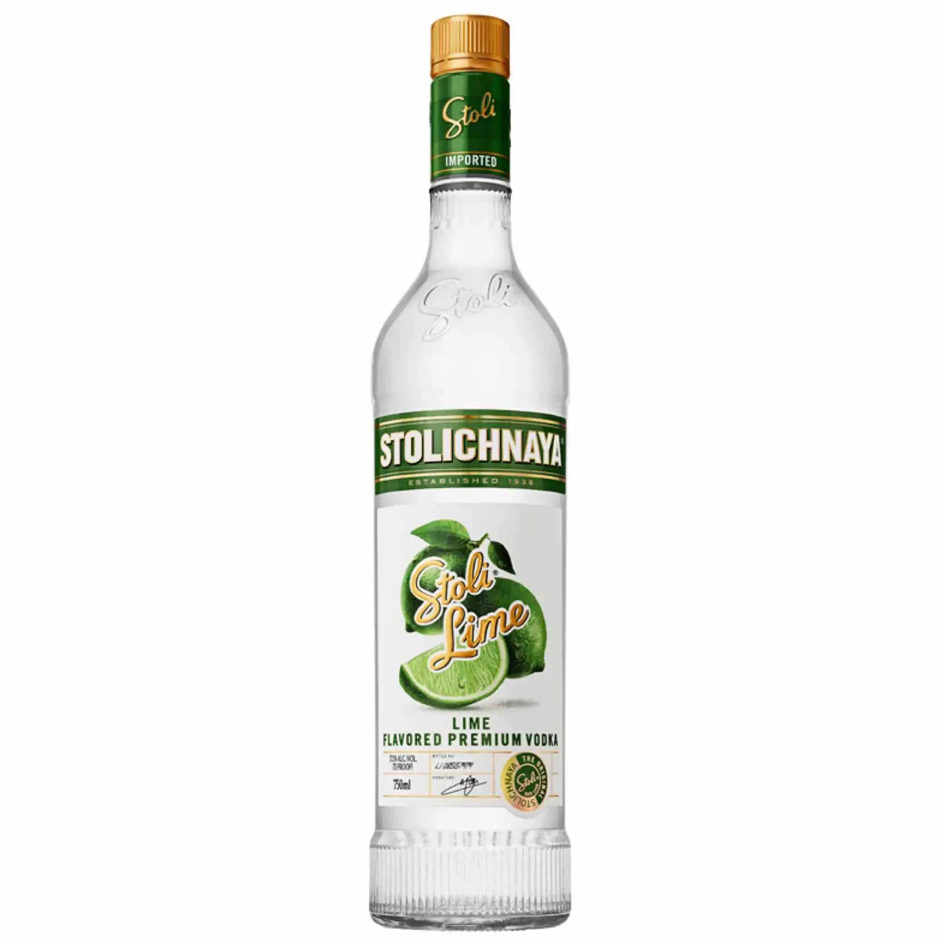 Buy Stolichnaya Lime 750mL, lime flavored vodka bottle with green label and lime graphic