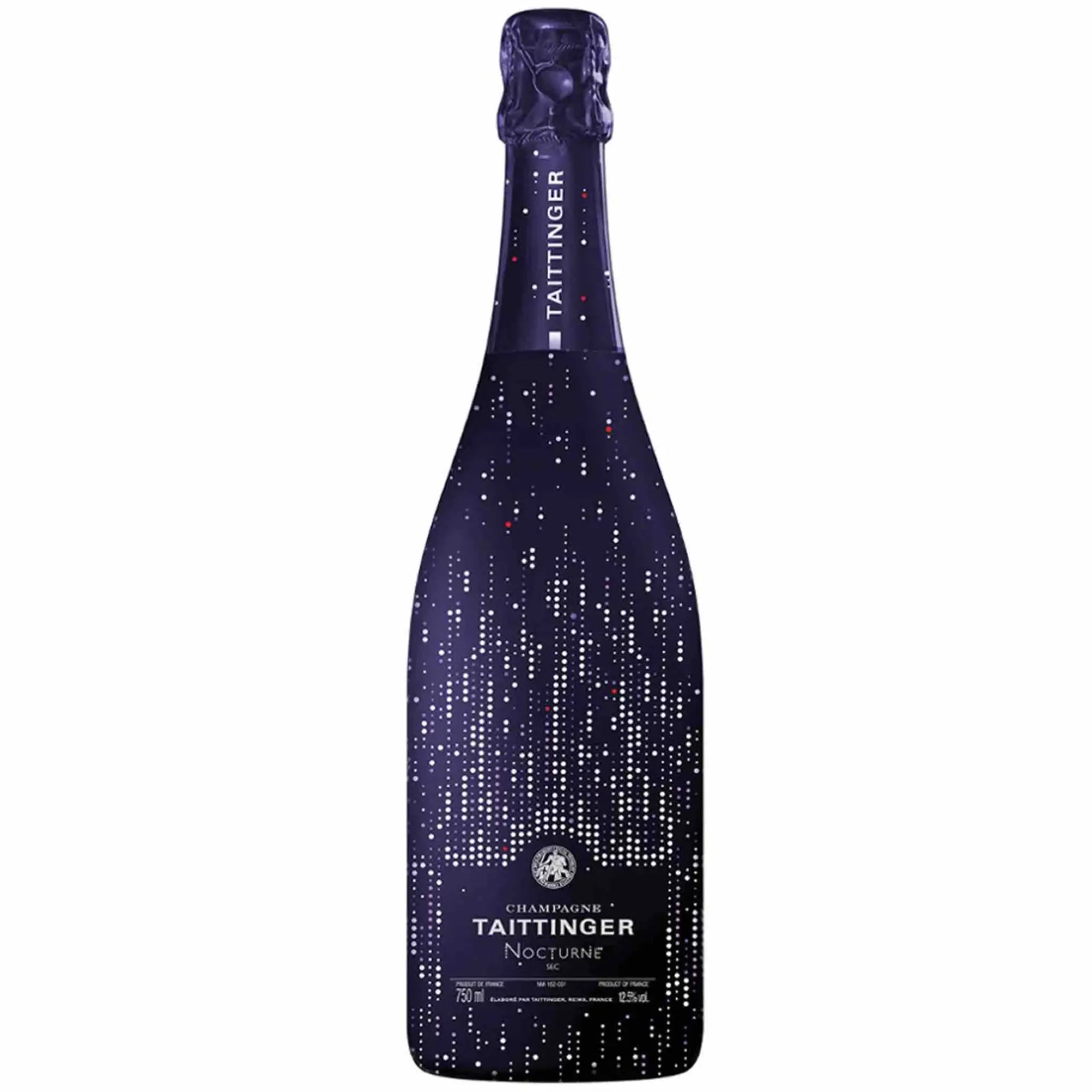 Buy Taittinger Nocturne champagne bottle with dark blue night lights design