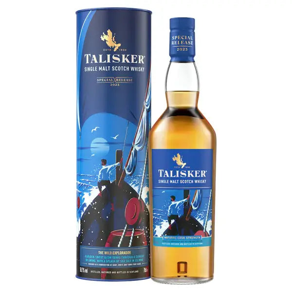 Buy Talisker 2023 Special Release single malt scotch whisky with gift tube packaging.