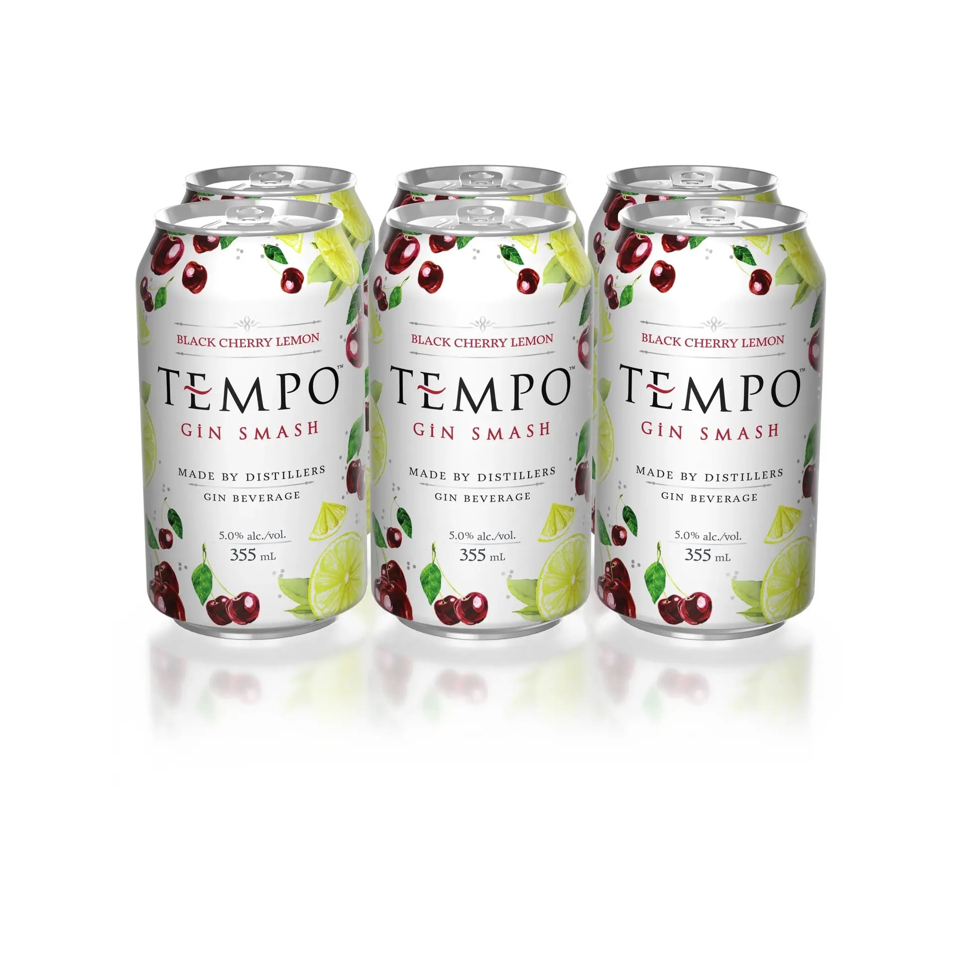 Buy Tempo Gin Smash Black Cherry Lemon 6x355mL cans, gin beverage with cherry and lemon design