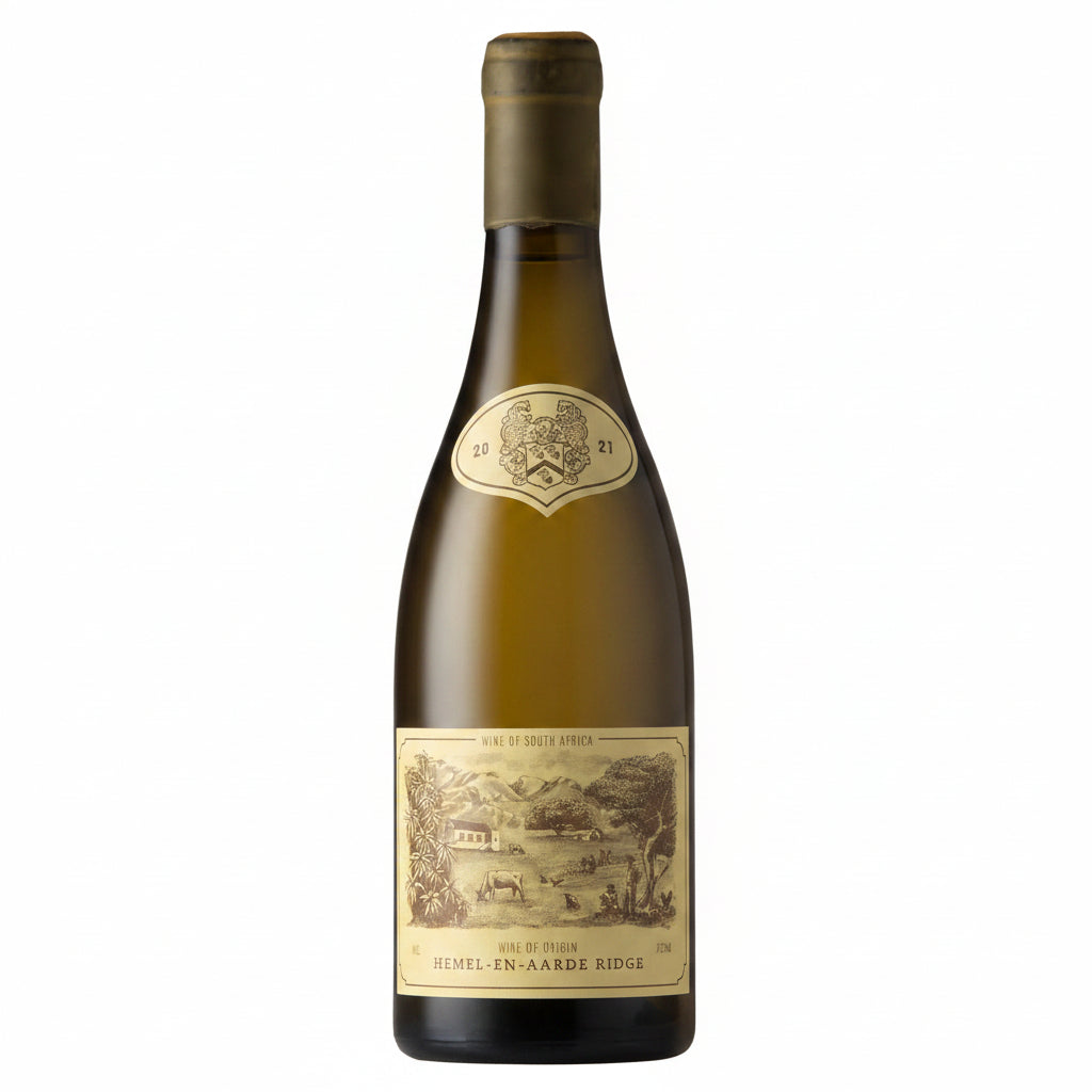 Tesselaarsdal Wines Chardonnay 750mL bottle with a white label, featuring a golden-yellow liquid inside a glass.