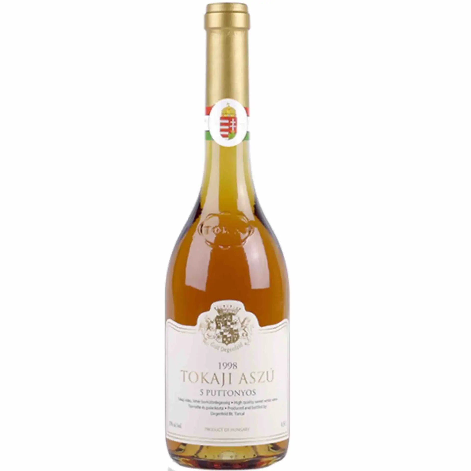 Buy Tokaji Aszú 1998 5 Puttonyos dessert wine bottle with gold foil top